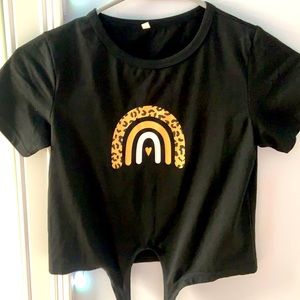 Black short sleeve with a rainbow